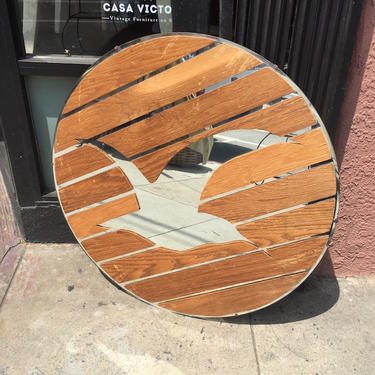 Confident, Independent, Free | 1970s Round Wooden Seagull Mirror