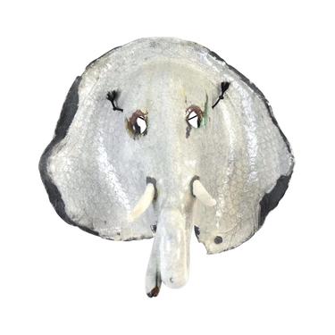 Vintage Surrealist Pottery Elephant Mask Wall Sculpture John Allen 
