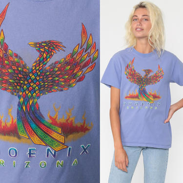 Phoenix Arizona Shirt 90s Tshirt Graphic Tee Purple Flames Retro T Shirt Vintage Tee 1990s Small 