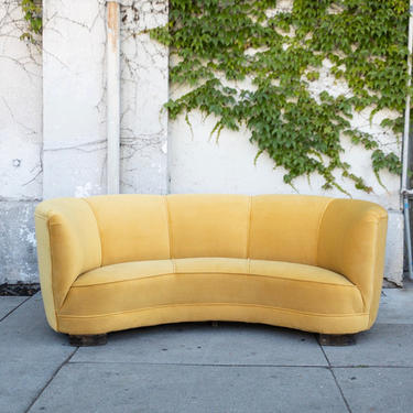 Vintage Art Deco Yellow Gold Reupholstered Sofa