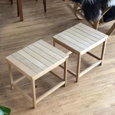 Pair of White Oak Side Tables / Stools by Kurt Ostervig