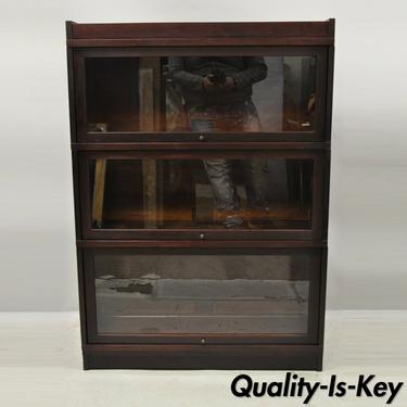 Antique Globe Wernicke Mahogany Stacking 3 Section Barrister Lawyers Bookcase