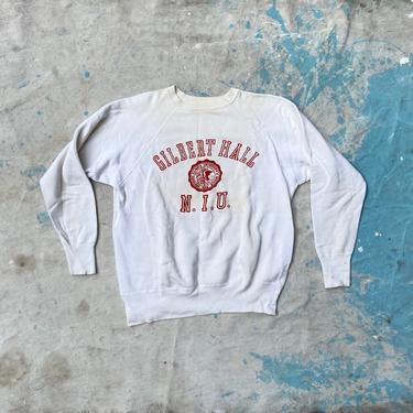 Vintage 1960s NIU Gilbert Hall Raglan Gussett Athletic Sweatshirt 