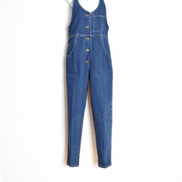 vintage 80s jumpsuit LEE denim jean romper one piece outfit overalls tapered S M clothing 