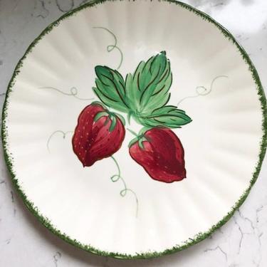 A Vintage Blue Ridge Southern Potteries Hand Painted Under Glaze Plate  in the Colonial Strawberry pattern, Made in USA, Cottage Chic, by LeChalet