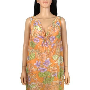 Vintage 60s/70s Deadstock Floral Nightie Semi Sheer Loungewear Dress Size XL 