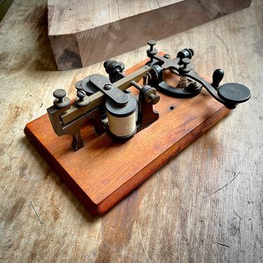 1890s Telegraph Morse Code Sender by J.H. Bunnell Company New York Vintage Antique Railroad RR Receiver Key Industrial Revolution 