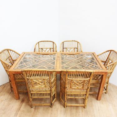 Chinese Chippendale Bamboo Dining Set Brighton Pavilion Chairs Dining Table Rattan 