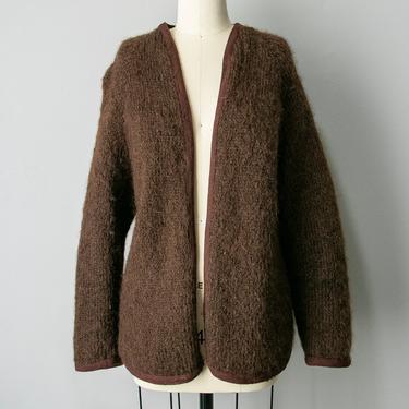 1960s Sweater Wool Mohair Chunky Knit Cardigan 