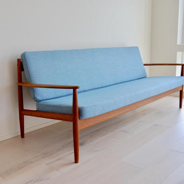 Danish Modern Grete Jalk Teak Three-Seater Sofa for France and Son Made in Denmark 