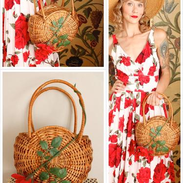 1950s Purse // Rose Basket Purse // vintage 50s purse 