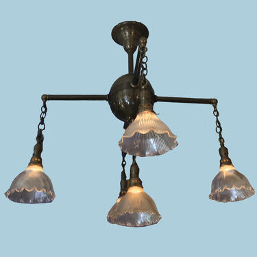 Brass Holophane Ceiling Light