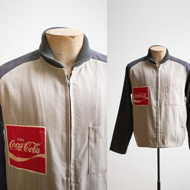 Vintage Coca Cola Jacket / Vintage Coke Jacket / Vintage Coca Cola Delivery Driver Jacket / Vintage Pinstriped Service Jacket / Enjoy Coke 
