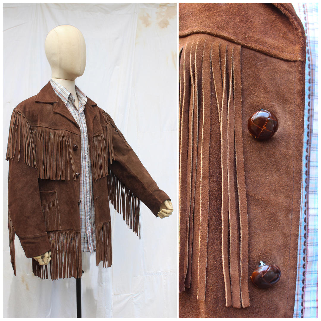 Vtg 70s Suede Fringe Jacket / Rancher Cowboy Western Ranchwear / Mens ...