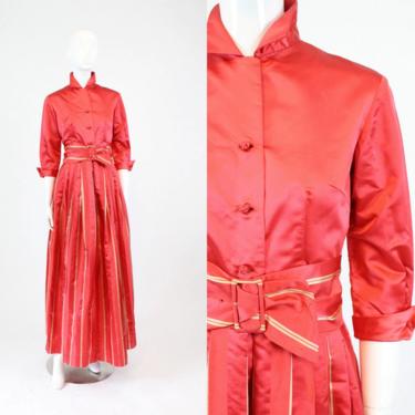 1960s Dynasty silk dressing gown xs | vintage striped belted dress | new in 