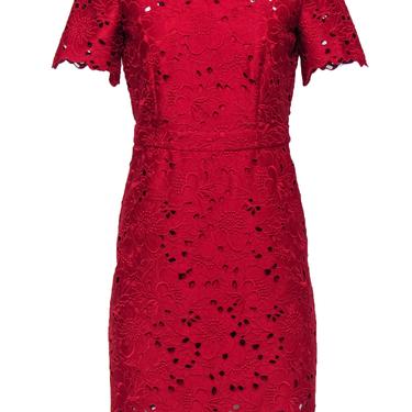 Diane von Furstenberg - Crimson Red Lace Sheath Dress Sz 2