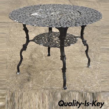 Cast Aluminum 40" Round Patio Dining Table Black Fancy French Scroll Work