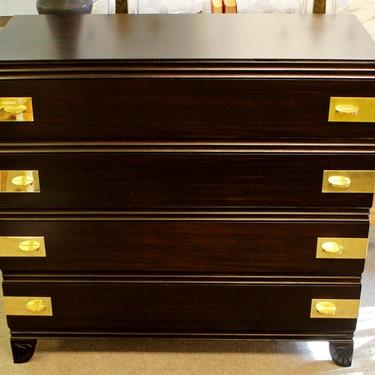 Art Deco Restored Widdicomb 1938 Ebonized Mahogany Chest Dresser 4 Drawer Brass 