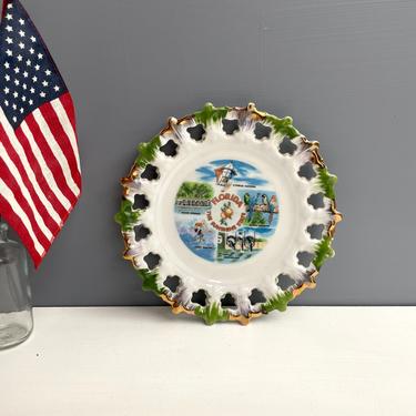 Florida tourist attractions souvenir plate - 1960s vintage plate wall decor 