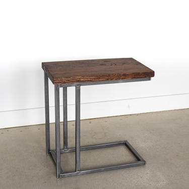 Large C-Base Table made from Reclaimed Wood / Industrial End Table 