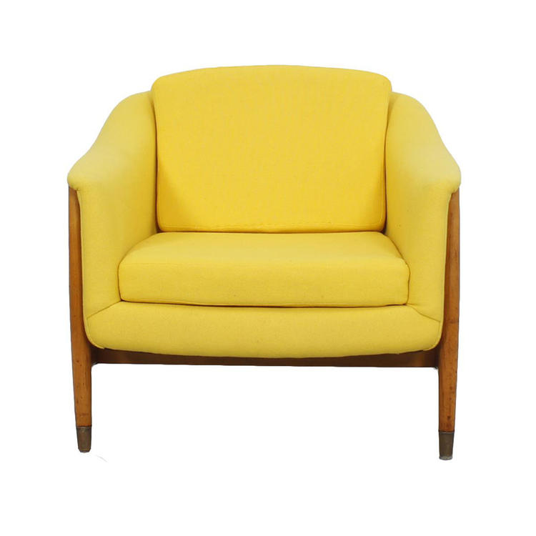 Scandinavian Modern Club Chair with Sunny Yellow Upholstery