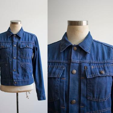 60s Denim Jacket / Montgomery Wards Jean Jacket / Vintage Snap Up Denim Jacket / Boys Denim Jacket / Womens Small Jean Jacket / True Vintage 