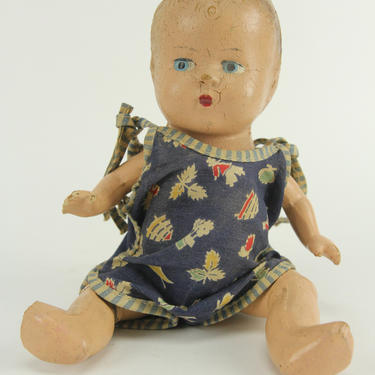 Small Size Composition Baby Doll with Blue Eyes and a Blue Onesie, 9&amp;quot; 