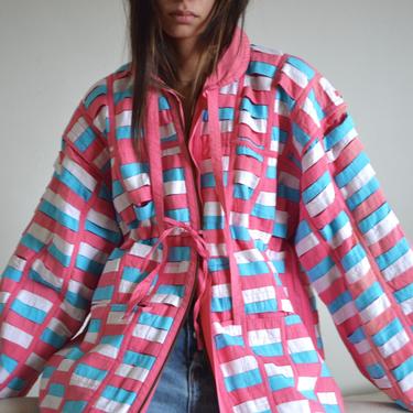 woven cotton reversible cotton candy pink jacket 