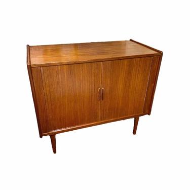 Free Shipping Within Continental US - Vintage Danish Teak Tambour Credenza Cabinet Storage 