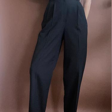 black wool high waist pleated trousers size us 8 