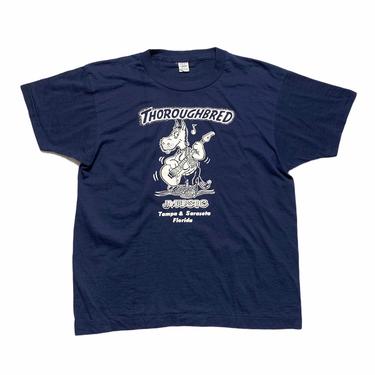 Vintage 1980s THOROUGHBRED MUSIC T-Shirt ~ fits M ~ Single Stitch ~ Novelty / Souvenir / Graphic Tee ~ Soft / Thin ~ 80s ~ Florida 
