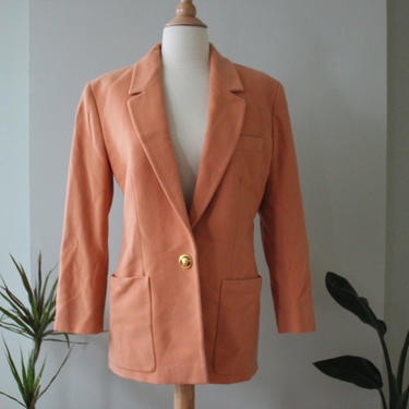 Vintage Versace Pastel Peach Wool Long Blazer Women's Size 40 / S - M - Made in Italy 
