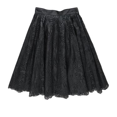 Billy Reid – Dark Brown Laser Cut Perforated Leather Skirt Sz 2