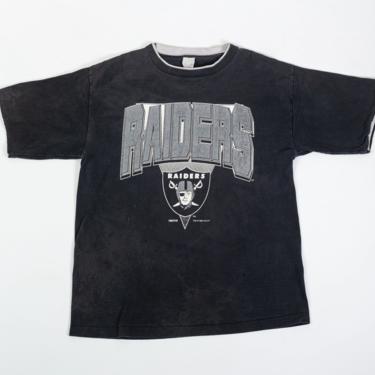 Vintage 90s Raiders Faded T Shirt - Men's Large, Women's XL | Unisex NFL Football Distressed Black Graphic Tee 