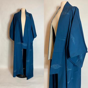 Vintage Blue Abstract Print Kimono 