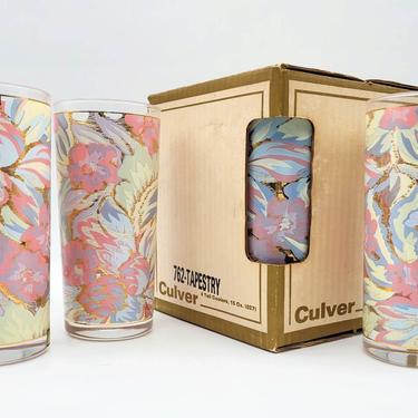 RARE Culver Glasses, Vintage Barware, Vintage Glassware, Cocktail Glasses, Bar Set, Pink Blue Glasses, Mid-Century Glasses, Unique Gifts 
