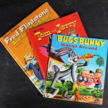 CLASSICS! Set of 3 Favorite Character Picture Books - Bugs Bunny, Tom &amp; Jerry, and The Flintstones from the 1950s/60s  | FREE SHIPPING 