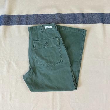 Size 32x26 1/2 Vintage 1960s US Army OG-107 Cotton Sateen Fatigues Utilities Baker Pants 