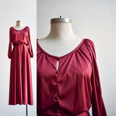 Maroon 1970s Formal Gown 