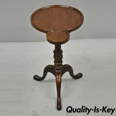 Vintage Small Cherry Wood Queen Anne George II Candle Stand Accent Table