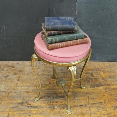 Vintage Mid-Century Brass Vanity Stool Project Tatter Upholstery 