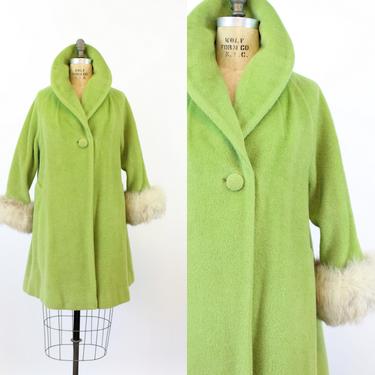 1960s LILLI ANN chartreuse fur mohair coat small medium | new winter 