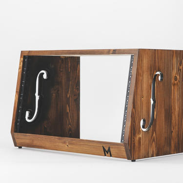6U / 8U angled &quot;ƒ-series&quot; ventilated audio rack - NEW - custom -  3u 4u  10u 12u Stained - recording studio - custom wood - studio furniture 