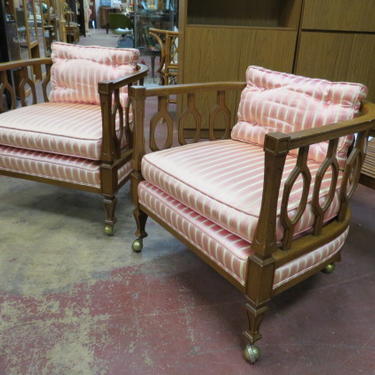 Vintage MCM pair of fruitwood lounge chairs