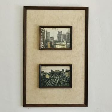 MID CENTURY MODERN Bernard Buffet City Prints Signed | Railroad | Art | Artwork | Framed 