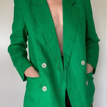 vintage kelly green linen blazer size us 4 