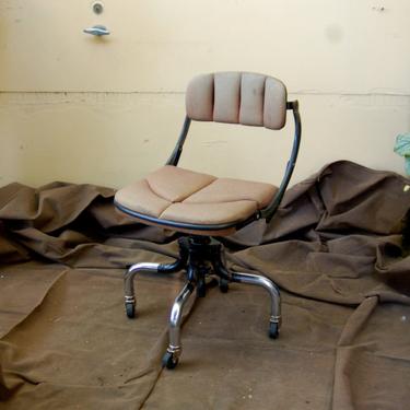 Do More Do/More Machine Age Vintage Industrial Swivel Rolling Tilting Adjustable Office / Drafting / Factory Chair 1930's Art Deco Lines 