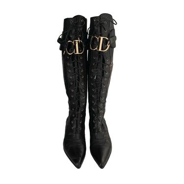 Dior Black CD Laced Up Leather Boots