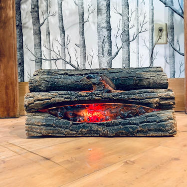 Log Fireplace Insert | Vintage Fireplace Insert | Electric Fireplace Insert | Lightbulb Fireplace Insert | Rustic Decor | Fake Fireplace 