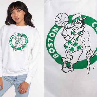 Boston Celtics Shirt 80s NBA Sweatshirt Logo 7 Basketball Retro Sports Baggy Pullover Jumper 1990s Graphic Raglan Vintage Small Medium 